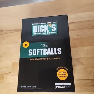 Dick's Sporting Goods 12" Practice Softballs 6 Pack Synthetic Leather Cork Core